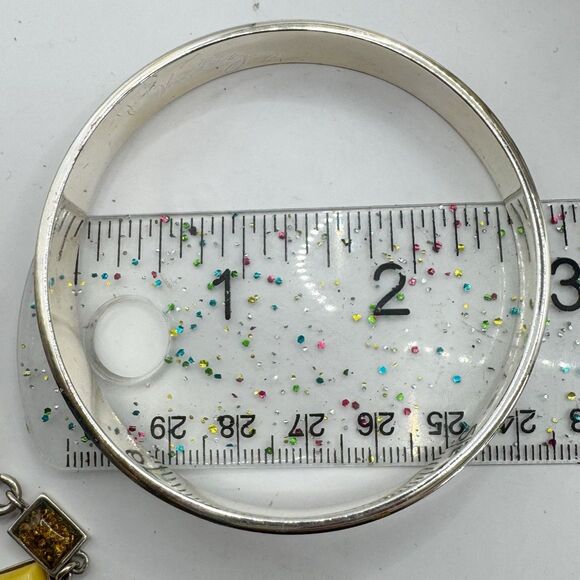 Vera Bradley Patterned Bangle Bracelet Silver Tone Signed Autumn Fall Colors - Picture 4 of 8